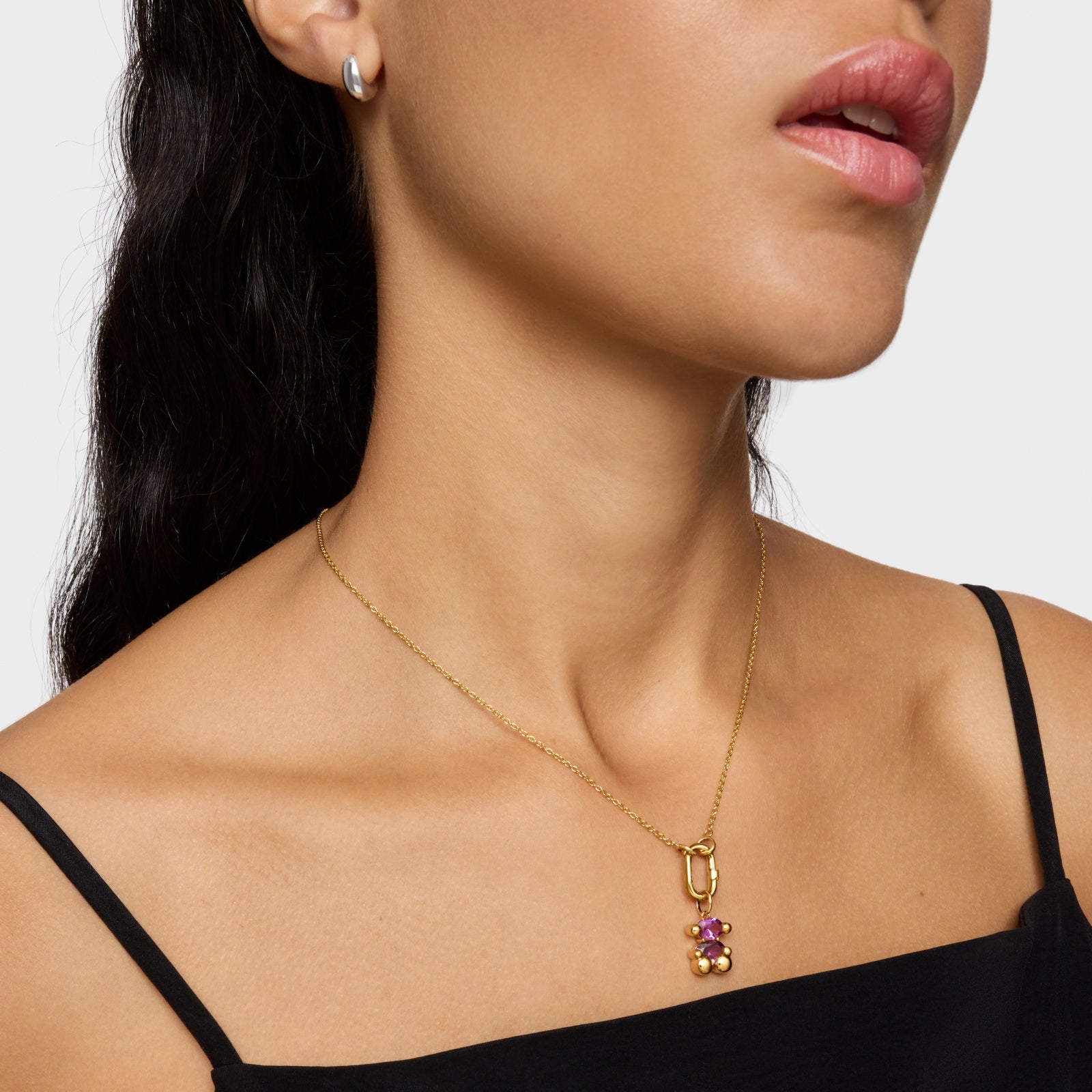 טואוס תליון דובי בשיבוץ אבני חן Color Bear LGG מכסף ועליו זהב 18 קראט