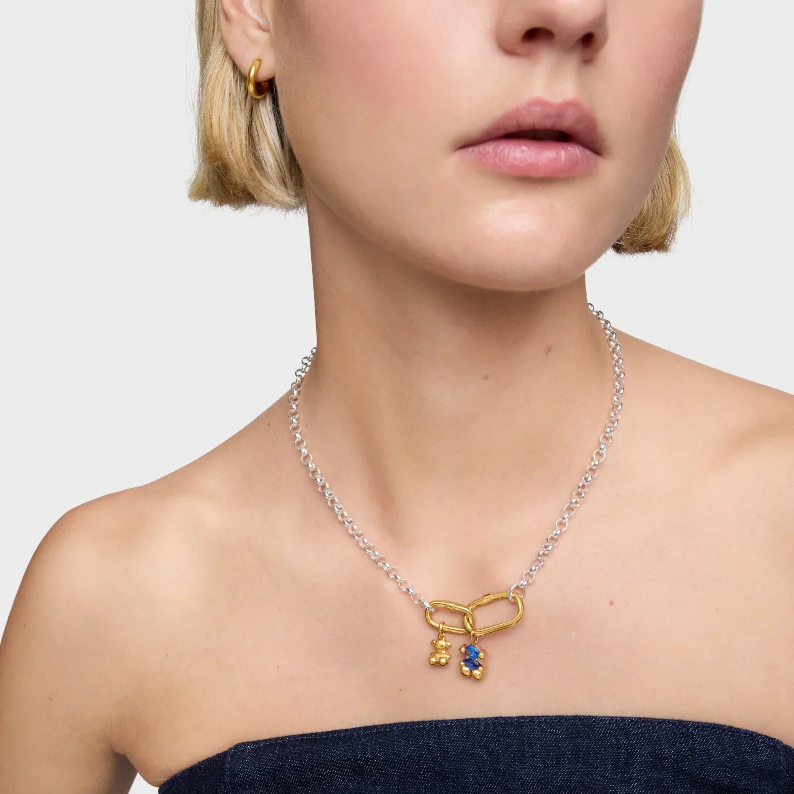 שרשרת כסף עם תליון זהב ועגיל זהב לאישה, תכשיטים יוקרתיים CHOZEN