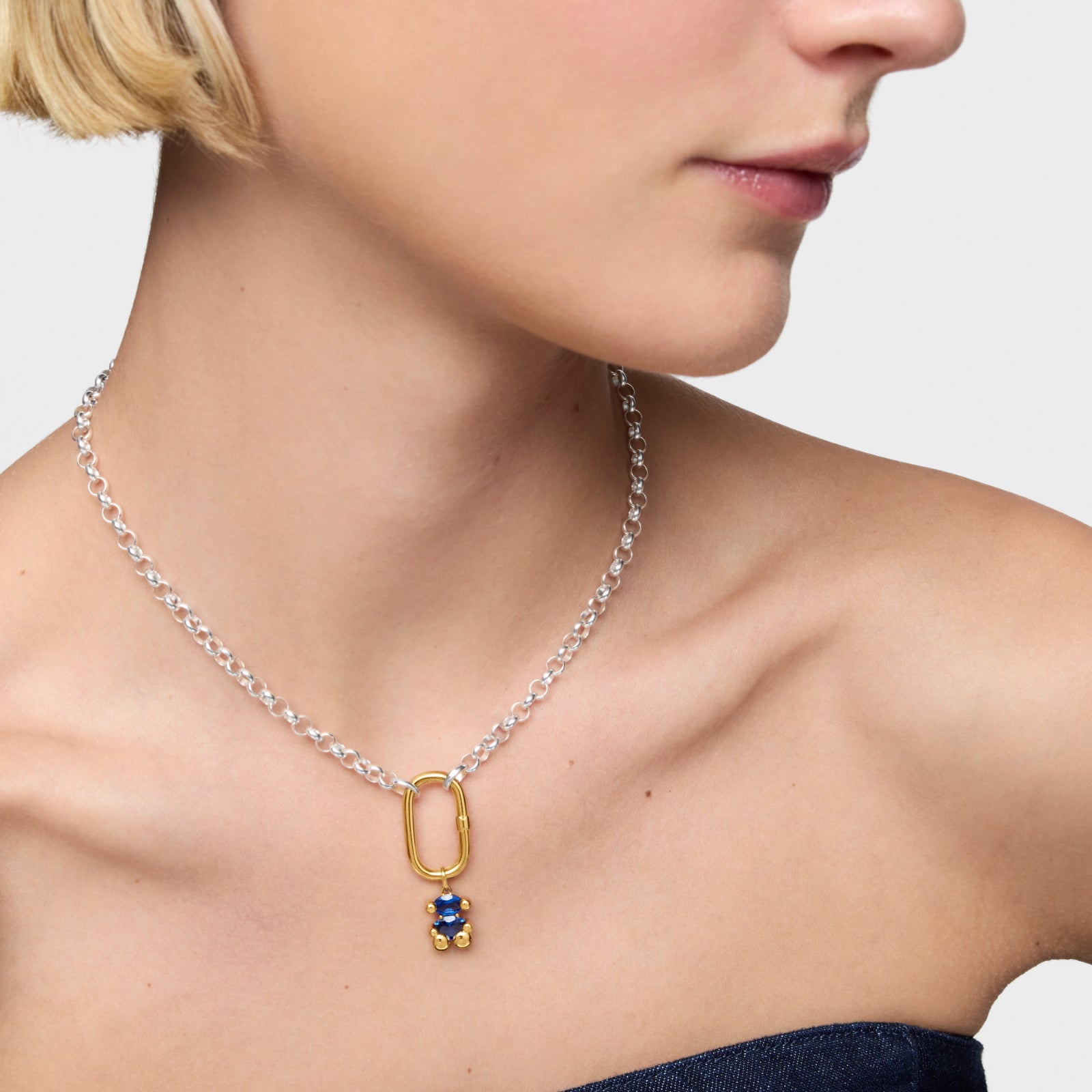 טואוס תליון דובי בשיבוץ אבני חן Color Bear LGG מכסף ועליו זהב 18 קראט