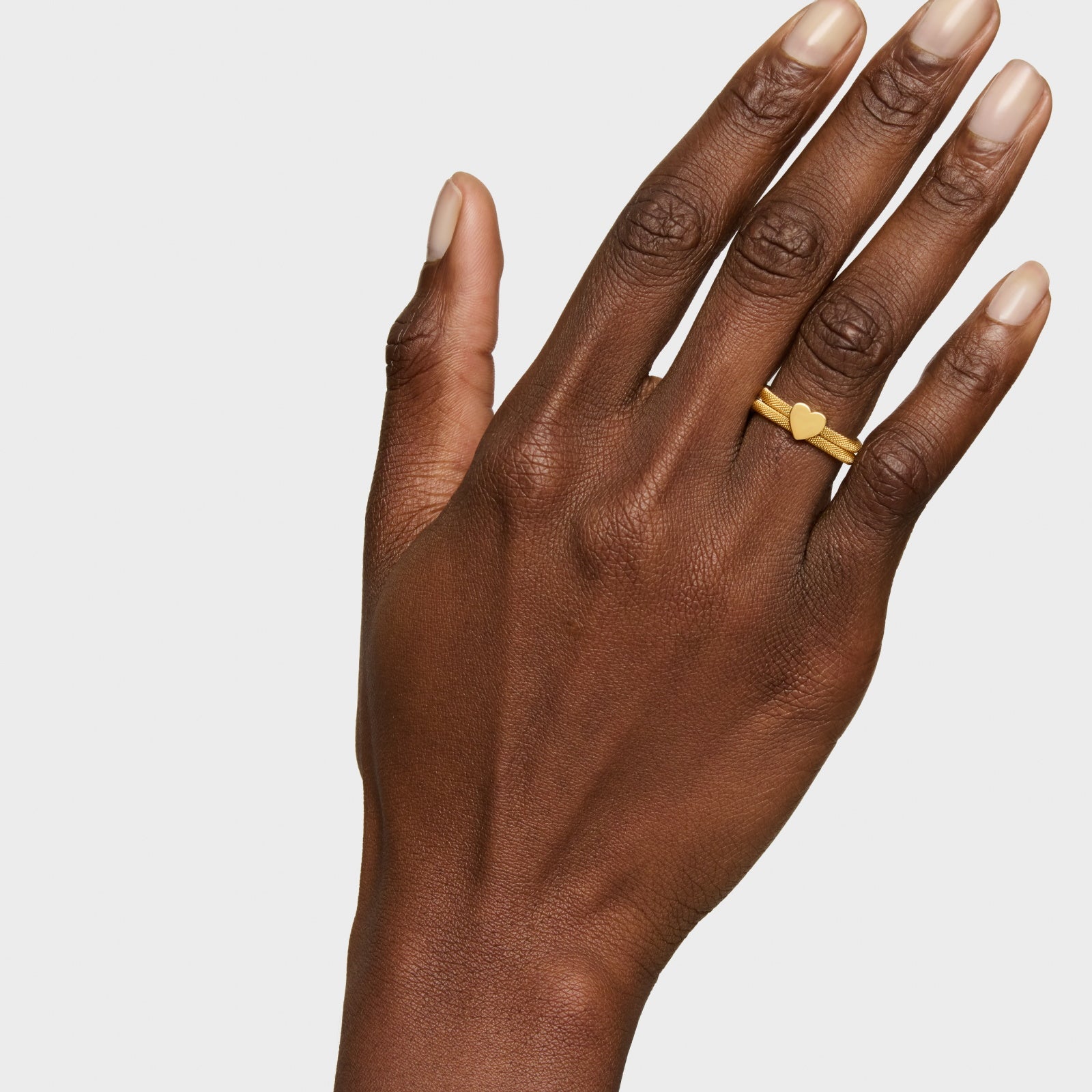 טבעת מוטיבים כפולה Icon Mesh מכסף ועליו זהב 18 קראט