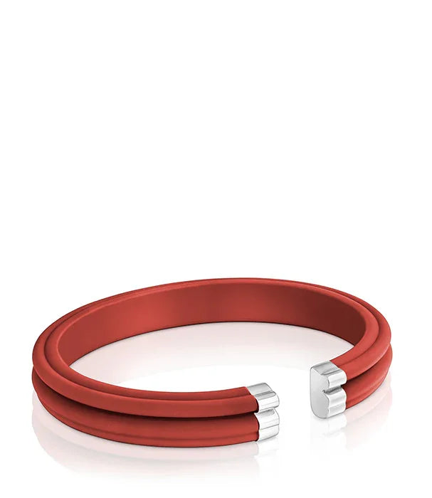 צמיד סיליקון אדום עם סוגרים כסופים, עיצוב אופנתי מבית CHOZEN