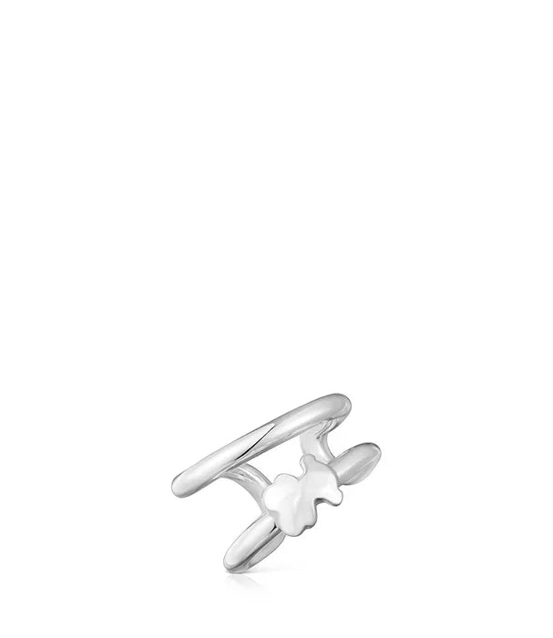 טבעת כסף פתוחה עם דמות דוב על רקע לבן, תכשיט אופנתי מקבוצת אלפא CHOZEN