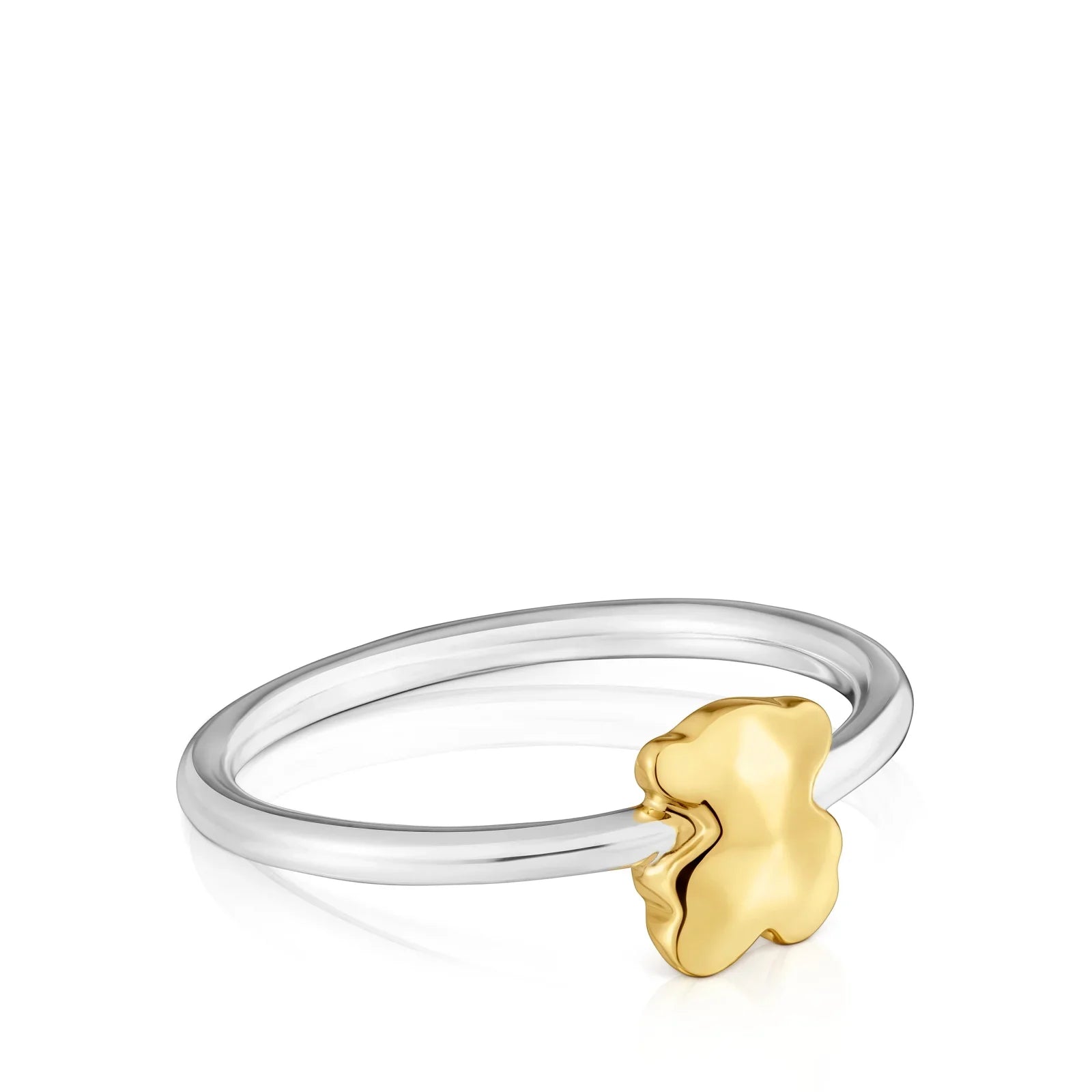 טבעת כסף בעיצוב עדין עם פרח זהב, תכשיט אופנה CHOZEN מהמותגים המובילים