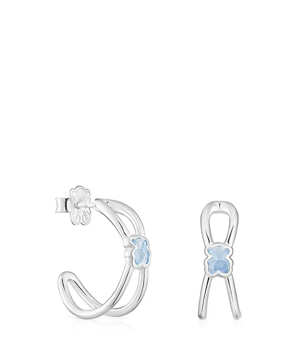 עגילי כסף משובצים אבן כחולה בצורת דוב, תכשיטי CHOZEN יוקרתיים