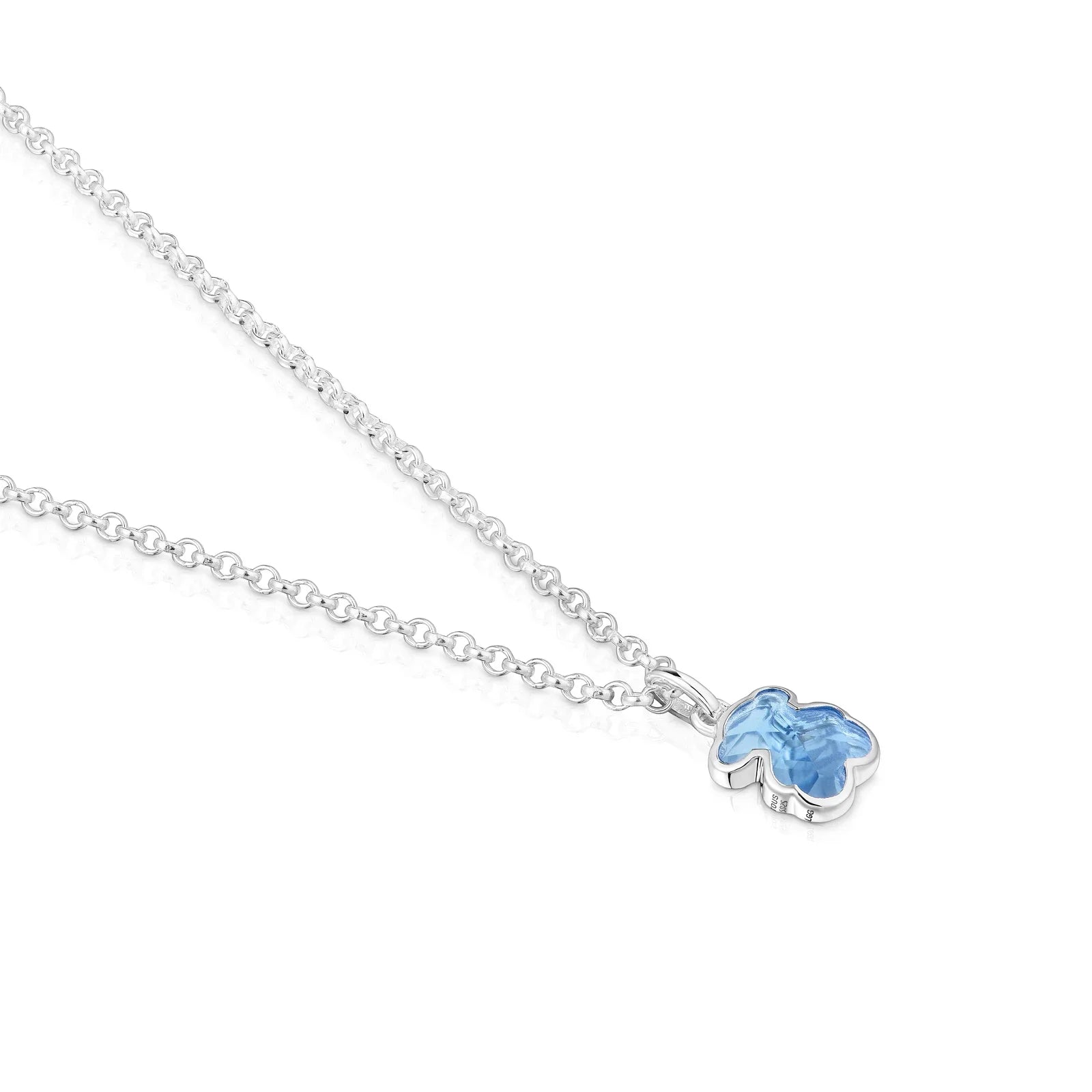 שרשרת כסף עדינה עם תליון פרח כסף ואבן כחולה, תכשיטים יוקרתיים CHOZEN
