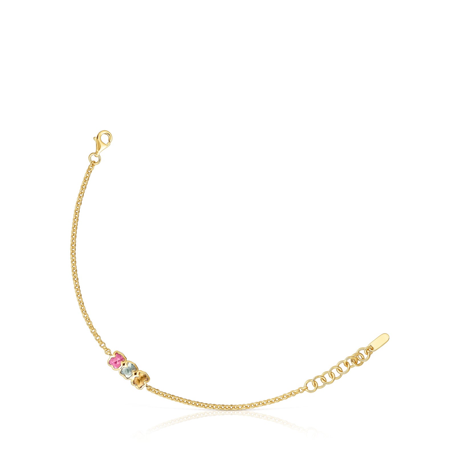 טואוס צמיד מוטיבי דובי בשיבוץ אבן חן Icon Color LGG מכסף ועליו זהב 18 קראט