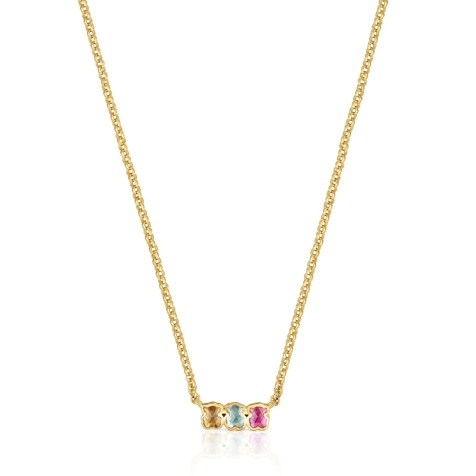 שרשרת זהב עדינה עם שלוש אבני חן צבעוניות, תכשיט יוקרתי מבית CHOZEN