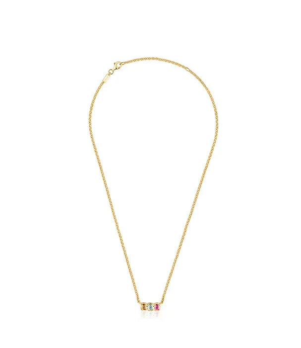 שרשרת זהב עדינה CHOZEN עם תליון חרוזים צבעוניים