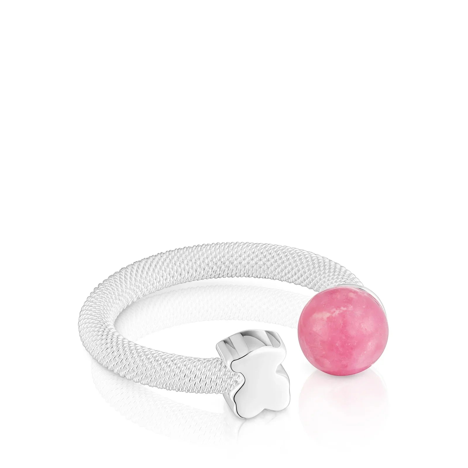 טבעת כסף בעיצוב מודרני עם חרוז ורוד של המותגים המובילים ב-CHOZEN