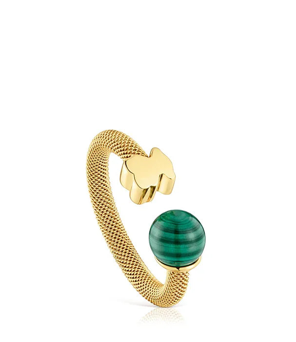 טבעת פתוחה מזהב בעיצוב פרפר ואבן ירוקה, תכשיט יוקרתי מחנות המותגים CHOZEN