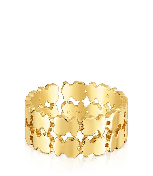 טבעת זהב רחבה בעיצוב דובונים של TOUS, תכשיט יוקרתי באתר CHOZEN, היבואן הרשמי