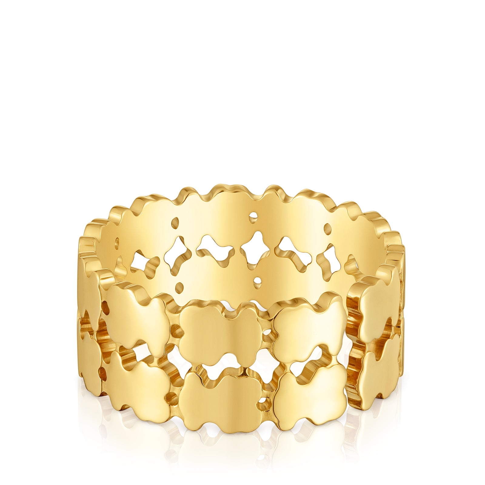 טואוס טבעת מוטיבי דובי כפולה Sweet 40s מכסף ועליו זהב 18 קראט