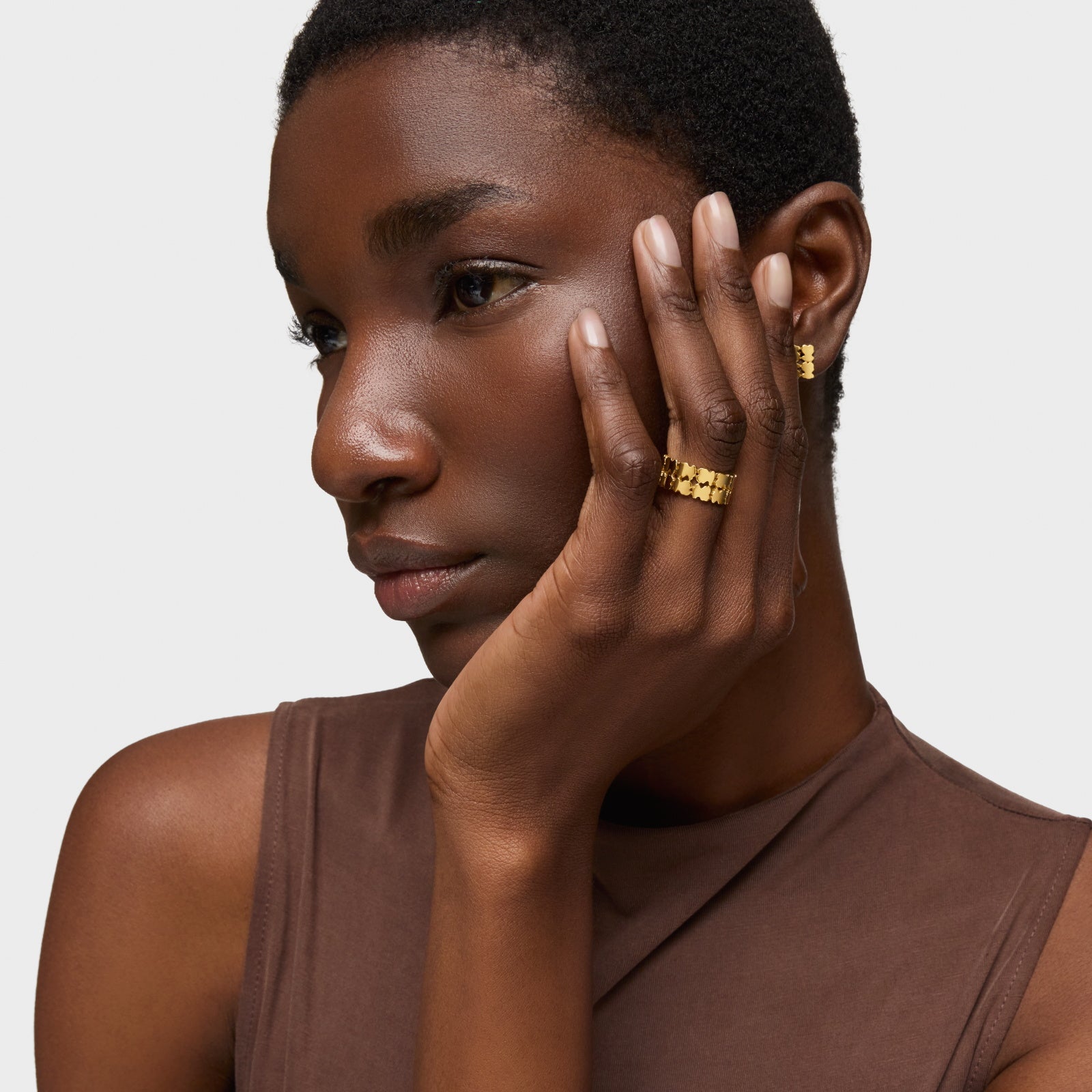 טואוס טבעת מוטיבי דובי כפולה Sweet 40s מכסף ועליו זהב 18 קראט