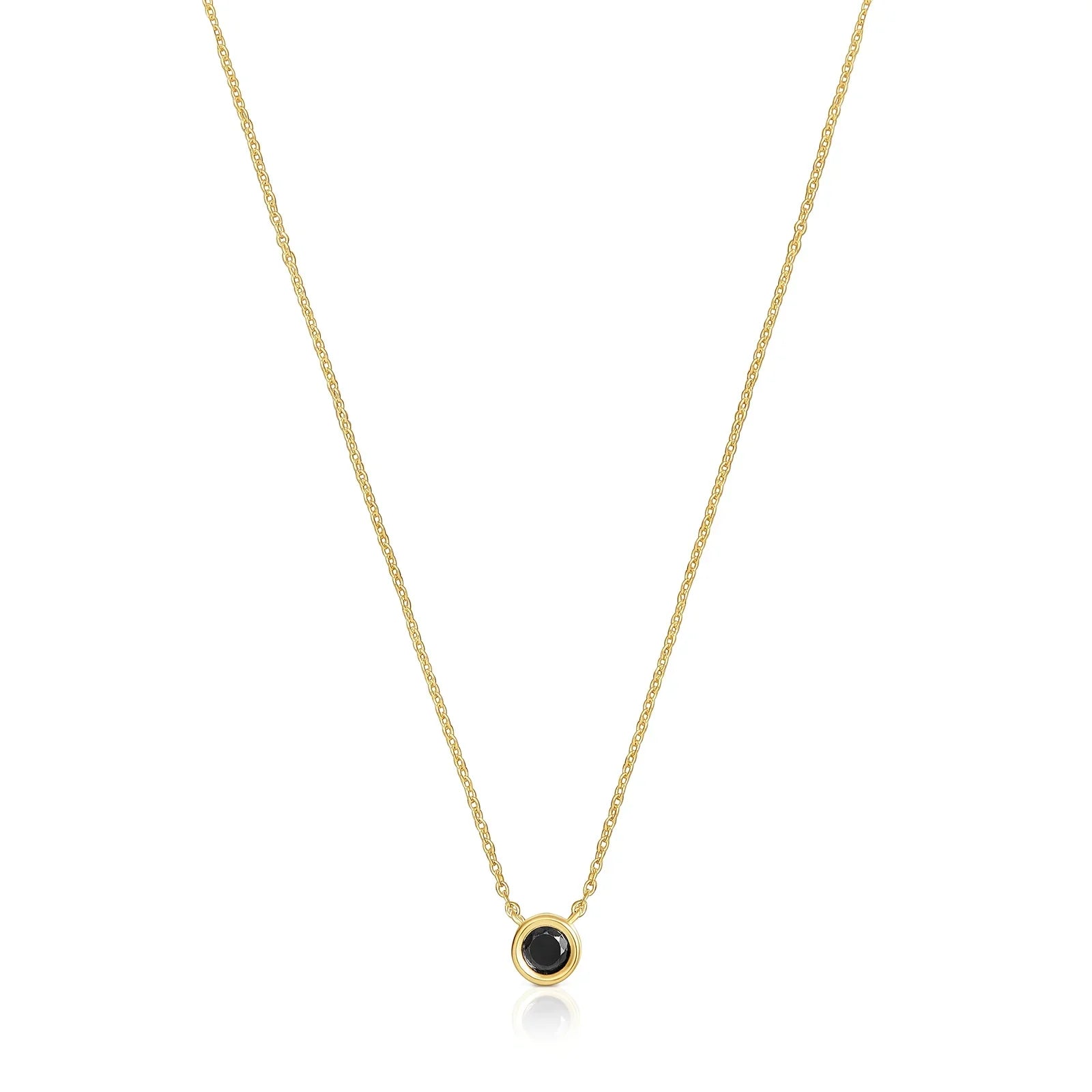 שרשרת זהב עדינה עם תליון עיגול אבן שחורה, תכשיט אופנה מבית CHOZEN