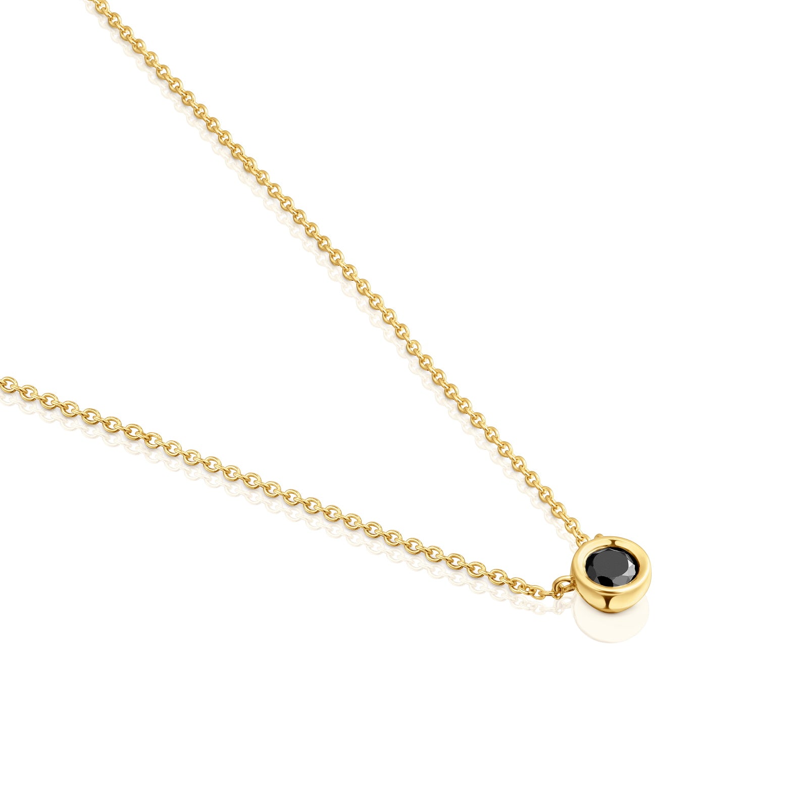 טואוס שרשרת בשיבוץ אבן ספינל שחורה Line מכסף ועליו זהב 18 קראט