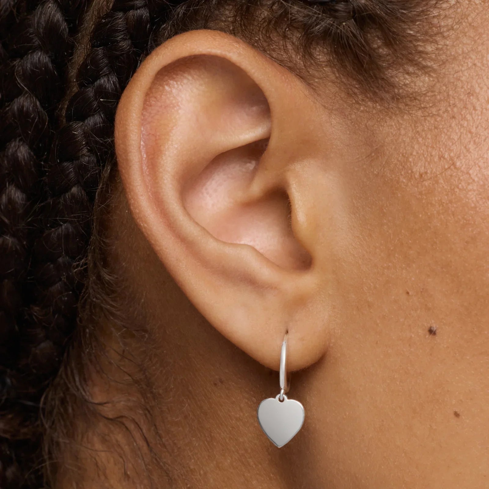 עגיל כסף בצורה לב תלוי על אוזן, תכשיטים אופנתיים CHOZEN