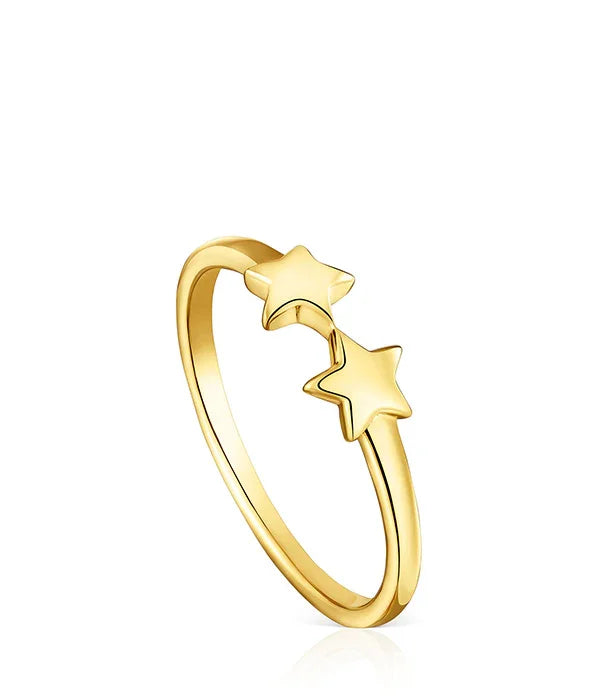 טבעת זהב עדינה עם שני כוכבים, עיצוב תכשיט אופנתי מאת CHOZEN