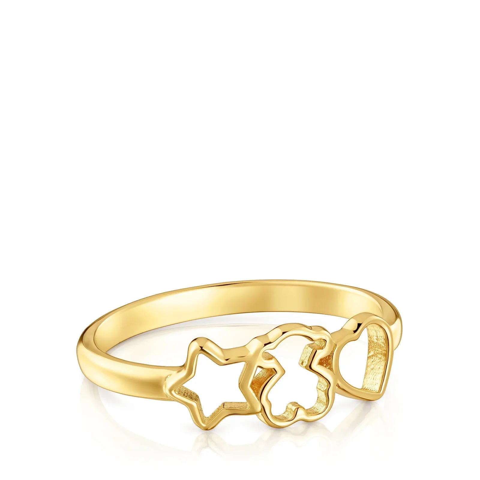 טבעת זהב עם עיצובים חלולים כוכבים ודובי, תכשיט אופנה CHOZEN