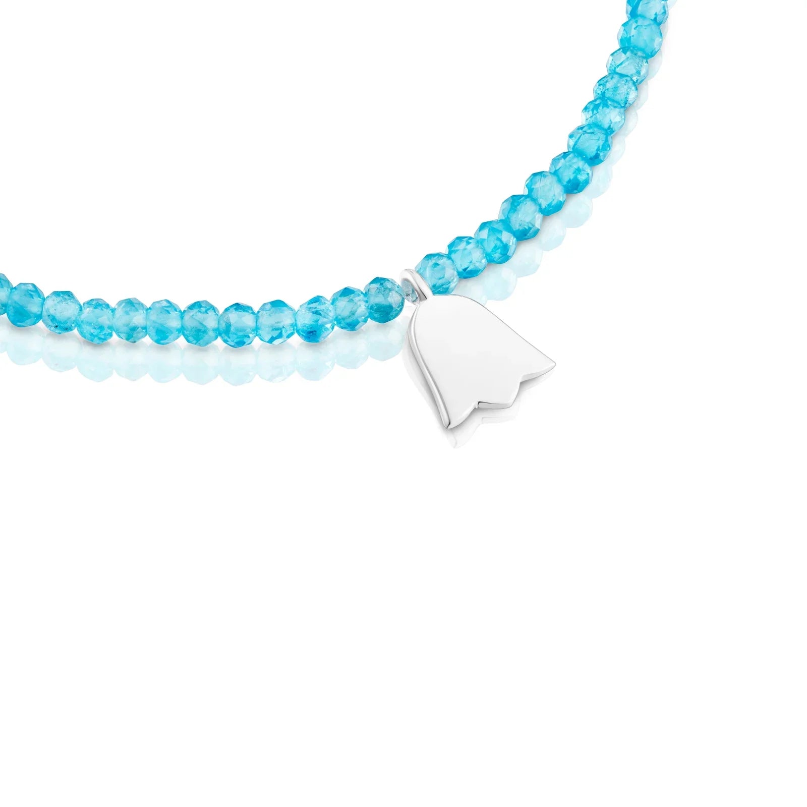 שרשרת חרוזי טורקיז עם תליון כסף בצורת פרח, מותג CHOZEN, אלפא