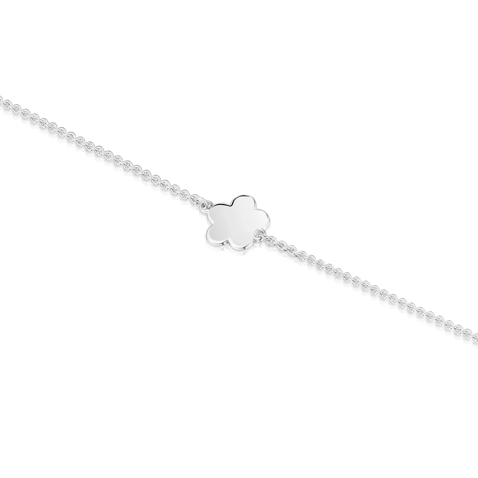 צמיד כסף עדין עם תליון פרח לחנות תכשיטים CHOZEN, עיצוב יוקרתי ומינימליסטי