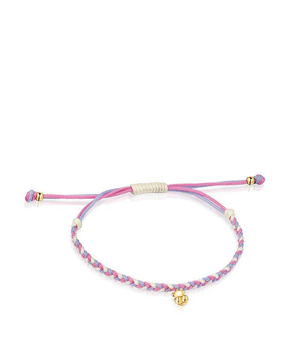 צמיד קלוע ורוד וכחול עם תליון זהב קטן מבית CHOZEN, אופנה לנשים, תכשיטים איכותיים