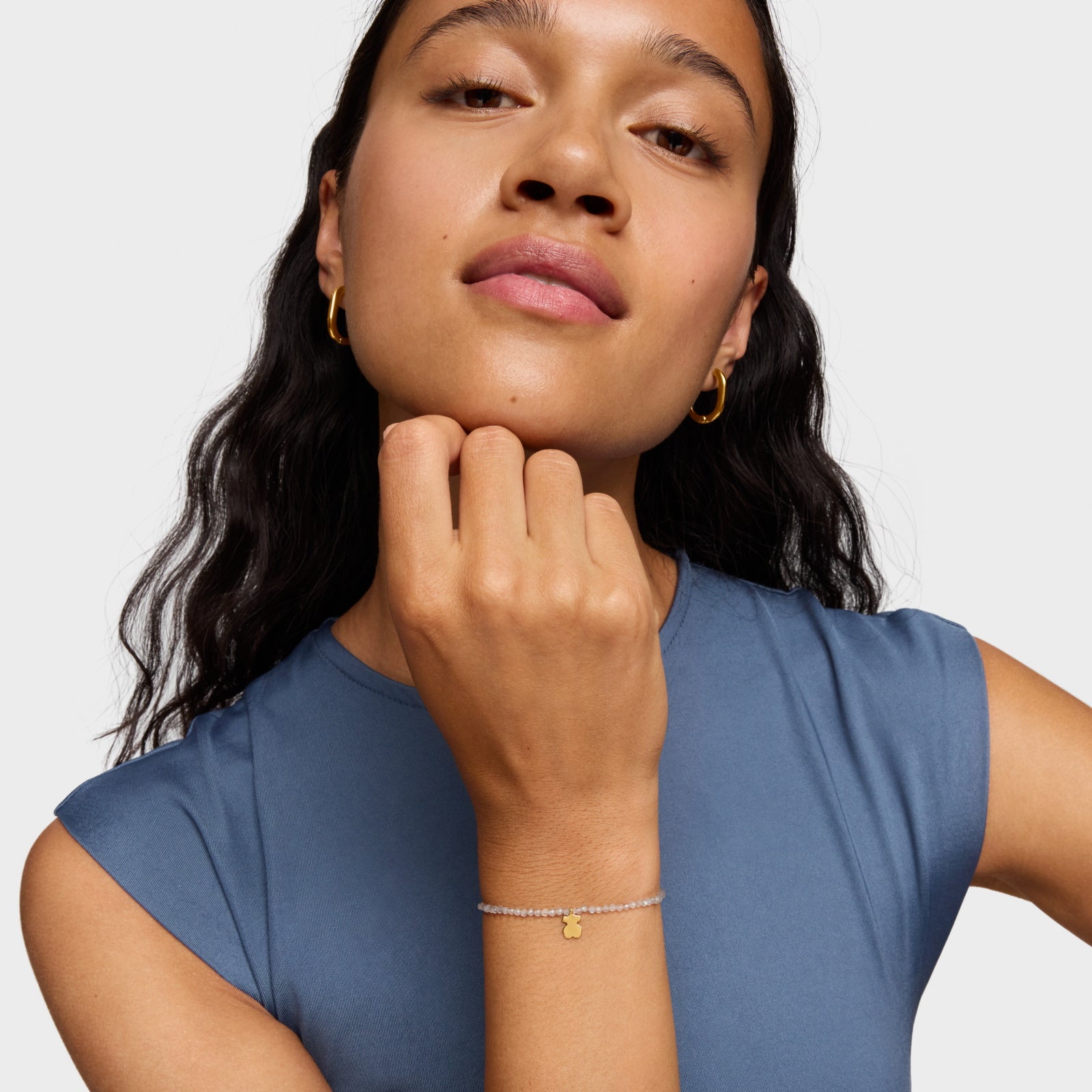 טואוס צמיד אבני חן MOTIFS בשילוב דובי מכסף ועליו 18 קראט