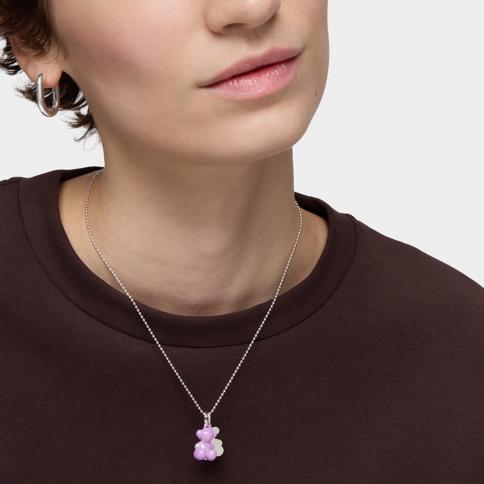 טואוס תליון דובי כפול Bold Bear מכסף וקרמיקה בצבע סגול