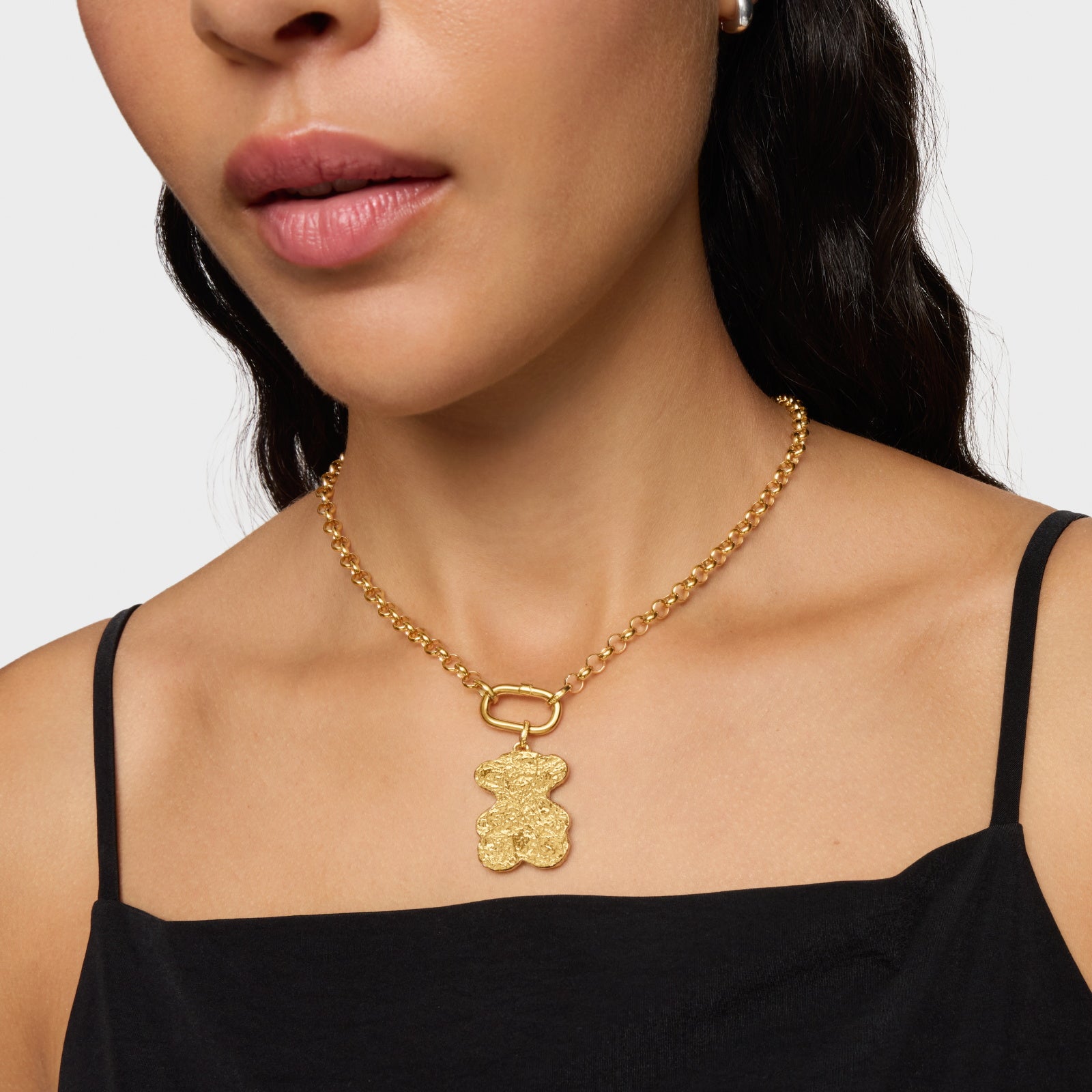 טואוס תליון במוטיב דובי בטקסטורה Sweet Dolls מכסף ועליו זהב 18 קראט