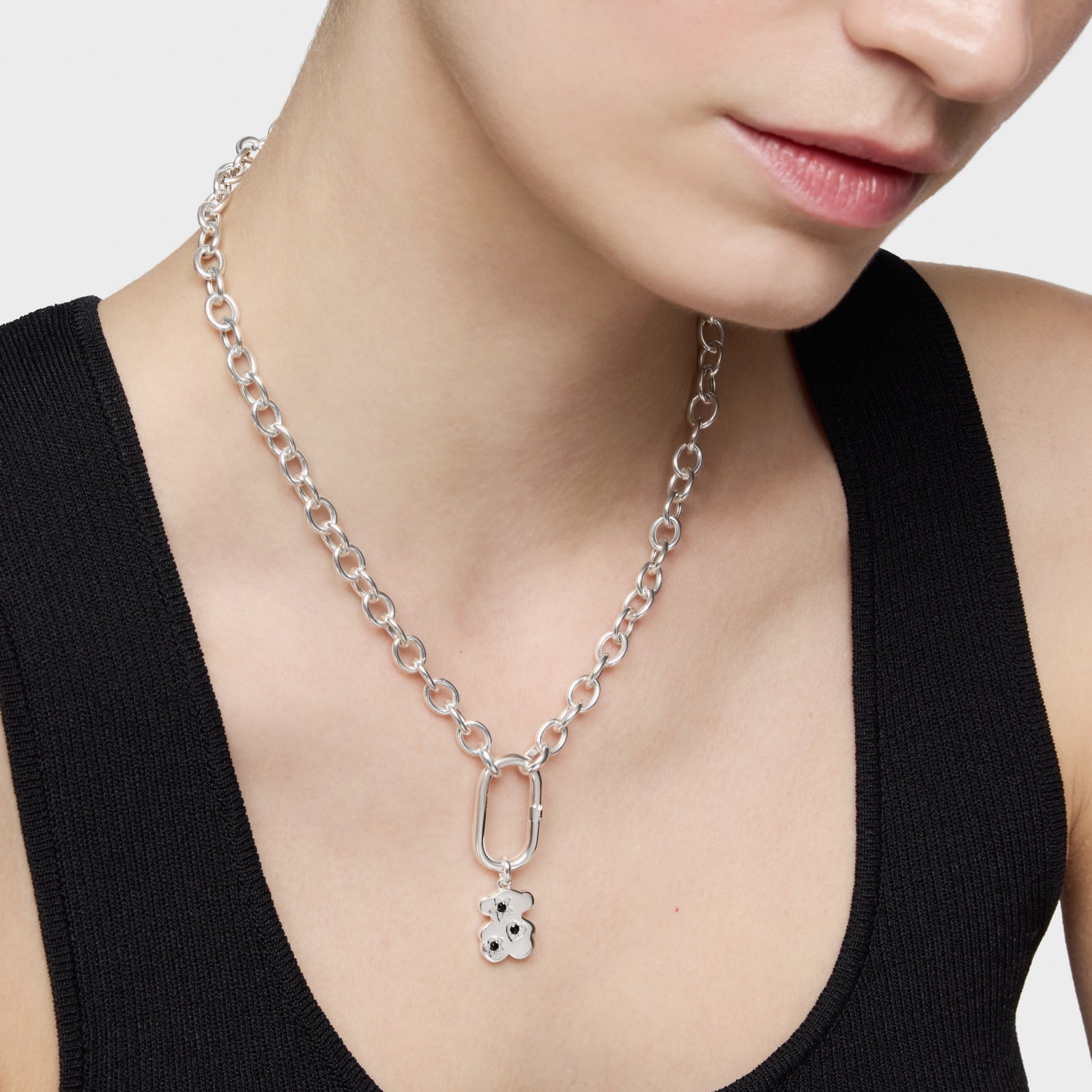 טואוס תליון דובי בשיבוץ אבני חן Sweet Dolls מכסף