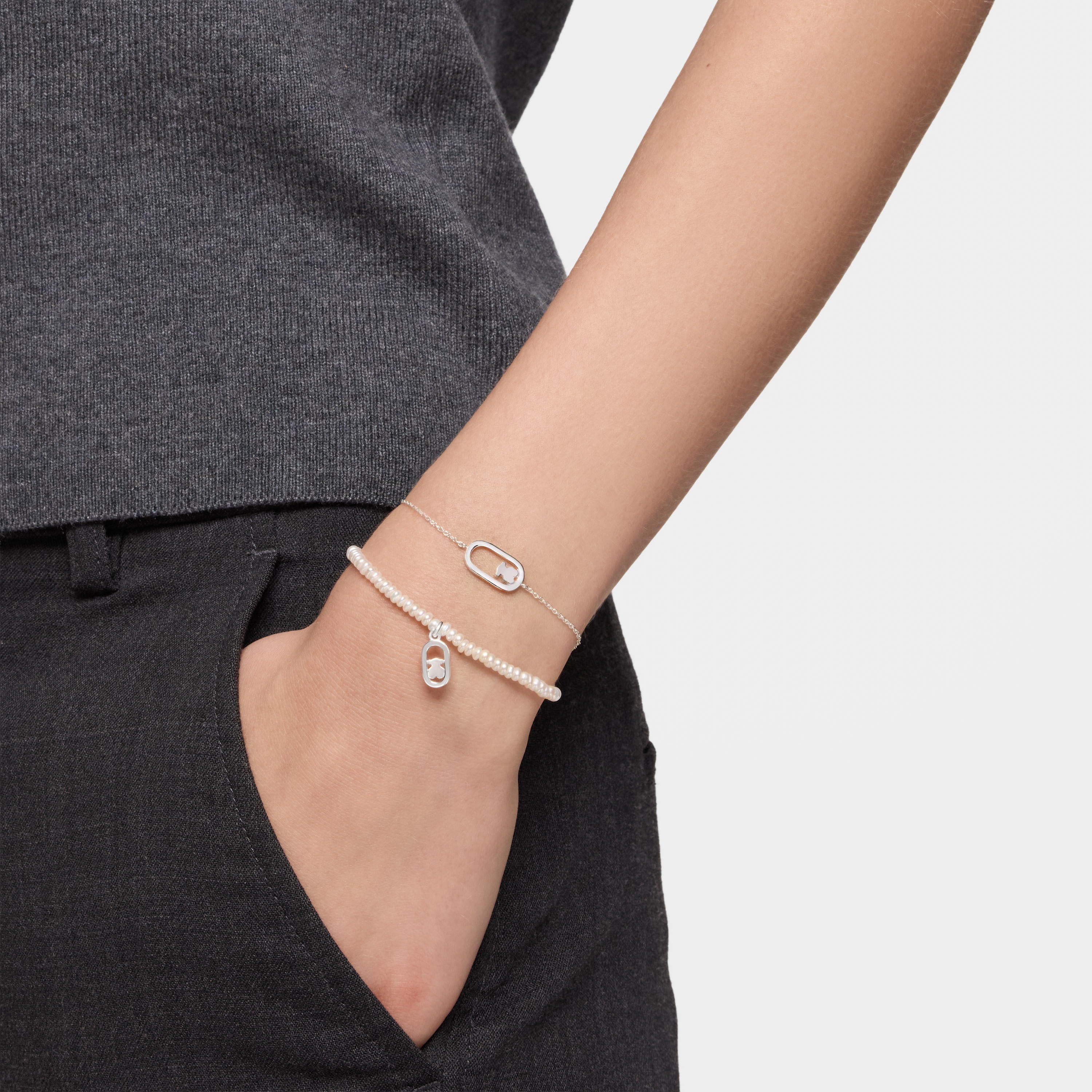 טואוס צמיד חוליות בשילוב מוטיב דובי Camille מכסף