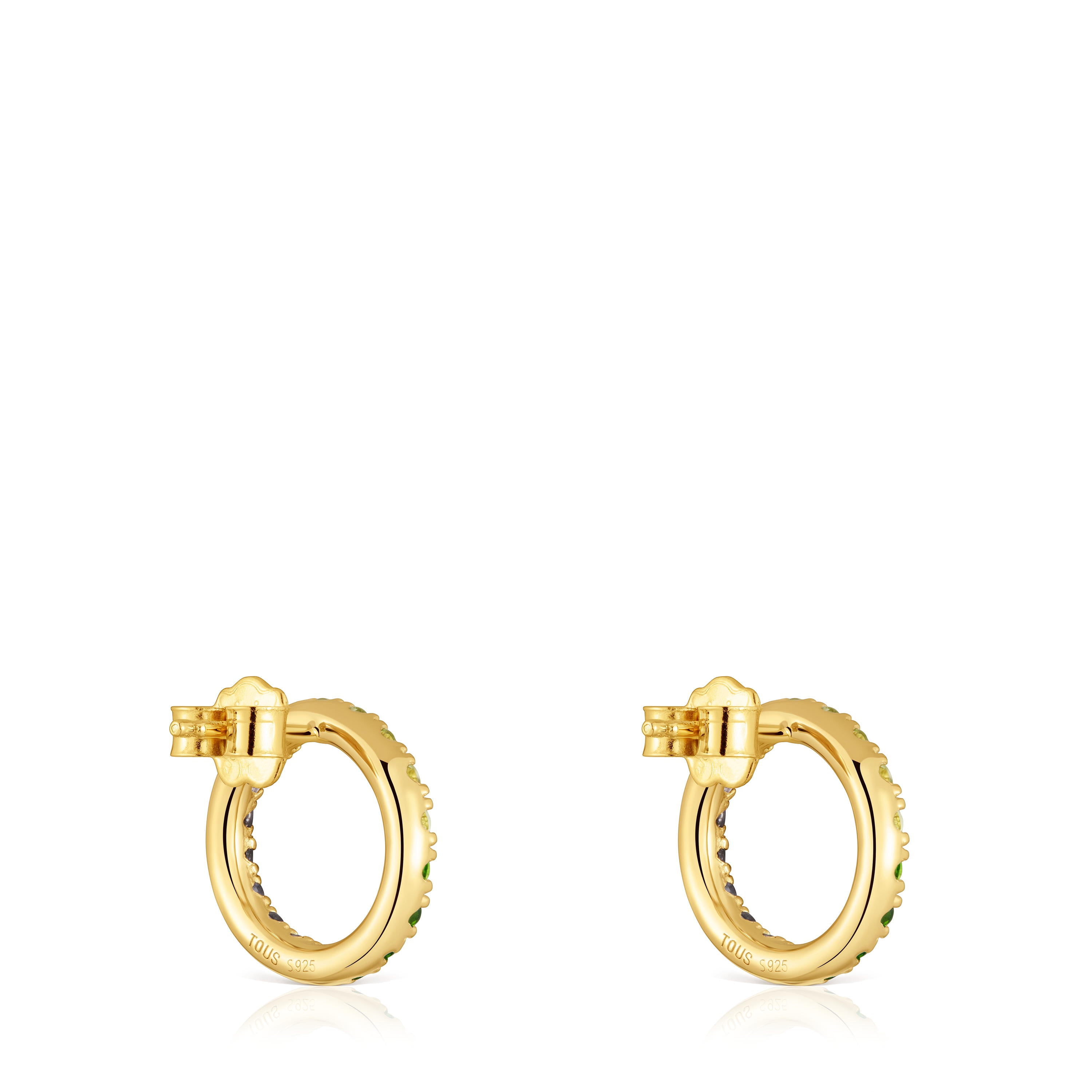 עגילי חישוק מזהב עם אבני חן צבעוניות, עיצוב אלגנטי לנשים