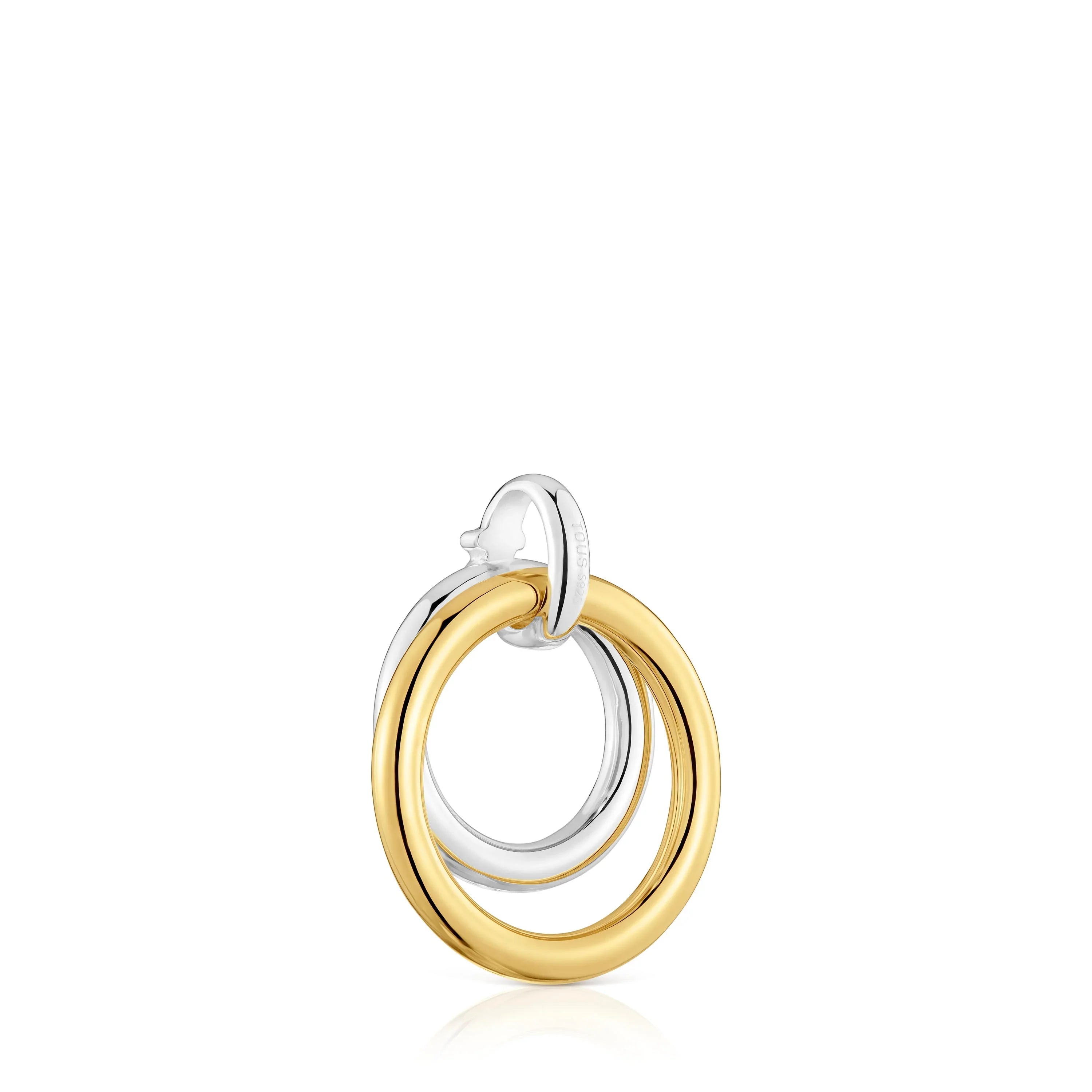 עגיל חישוק כפול בצבעי כסף וזהב, עיצוב מודרני לאישה