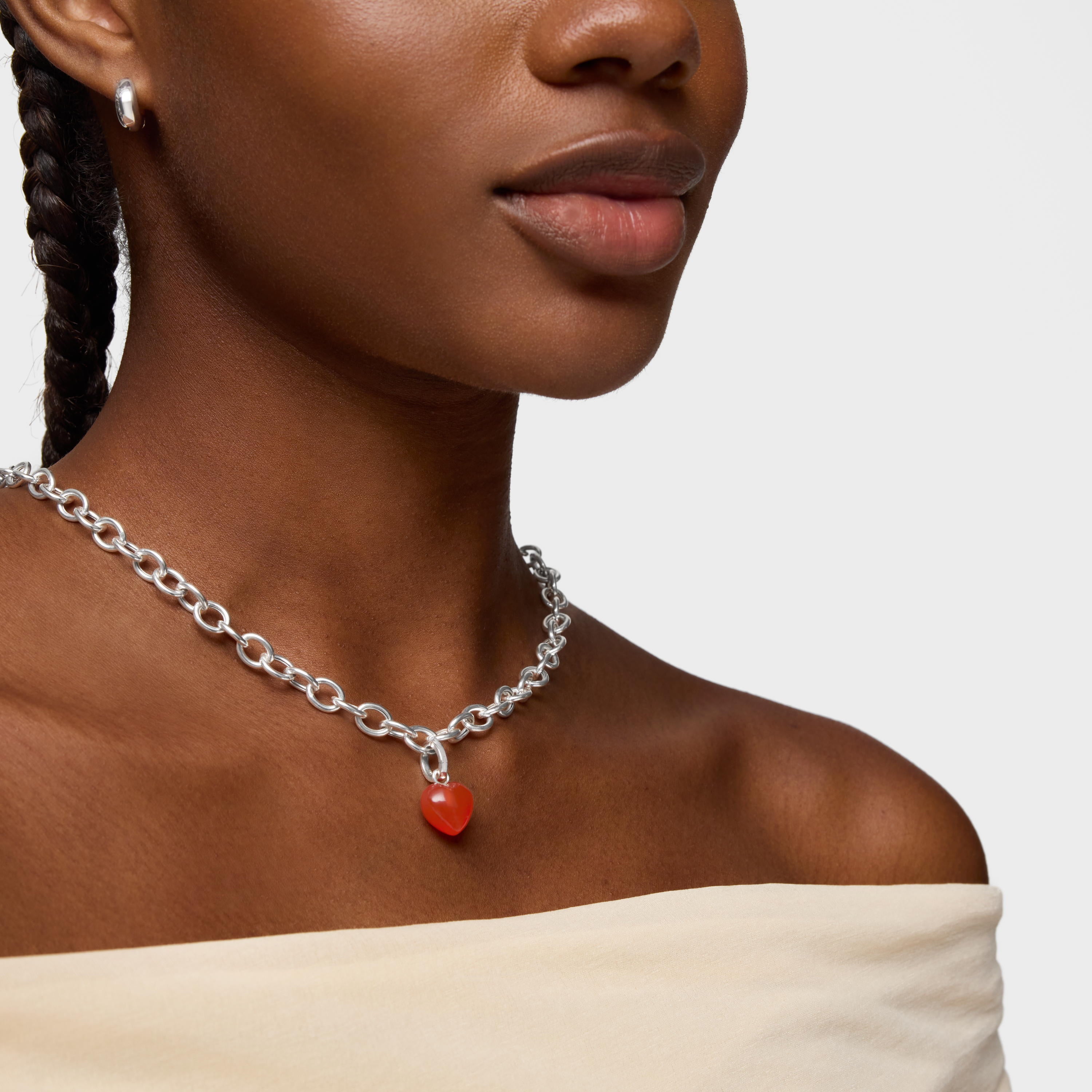 טואוס צ'ארם במוטיב לב מאבן חן Flechazo מכסף