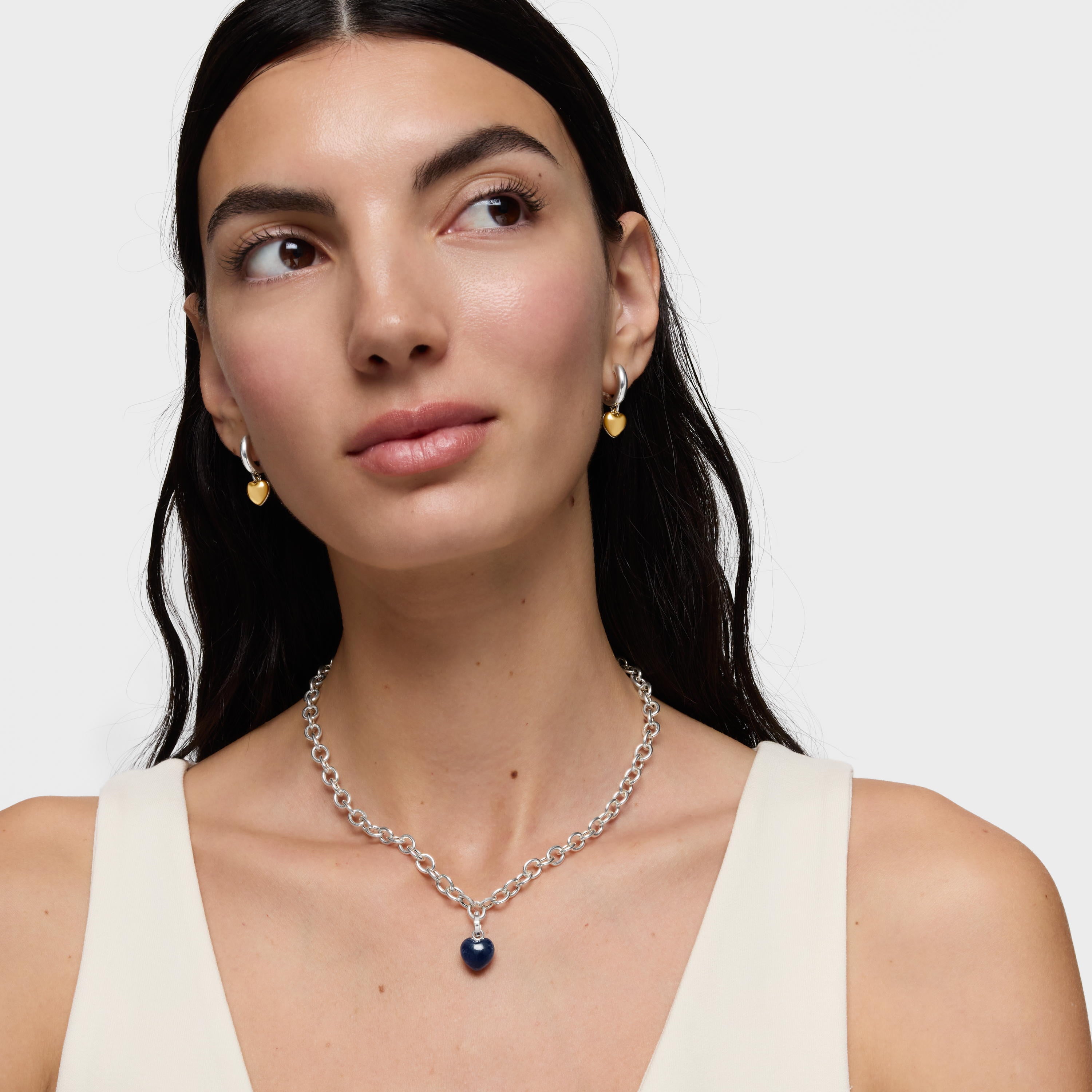 טואוס צ'ארם במוטיב לב מאבן חן Flechazo מכסף