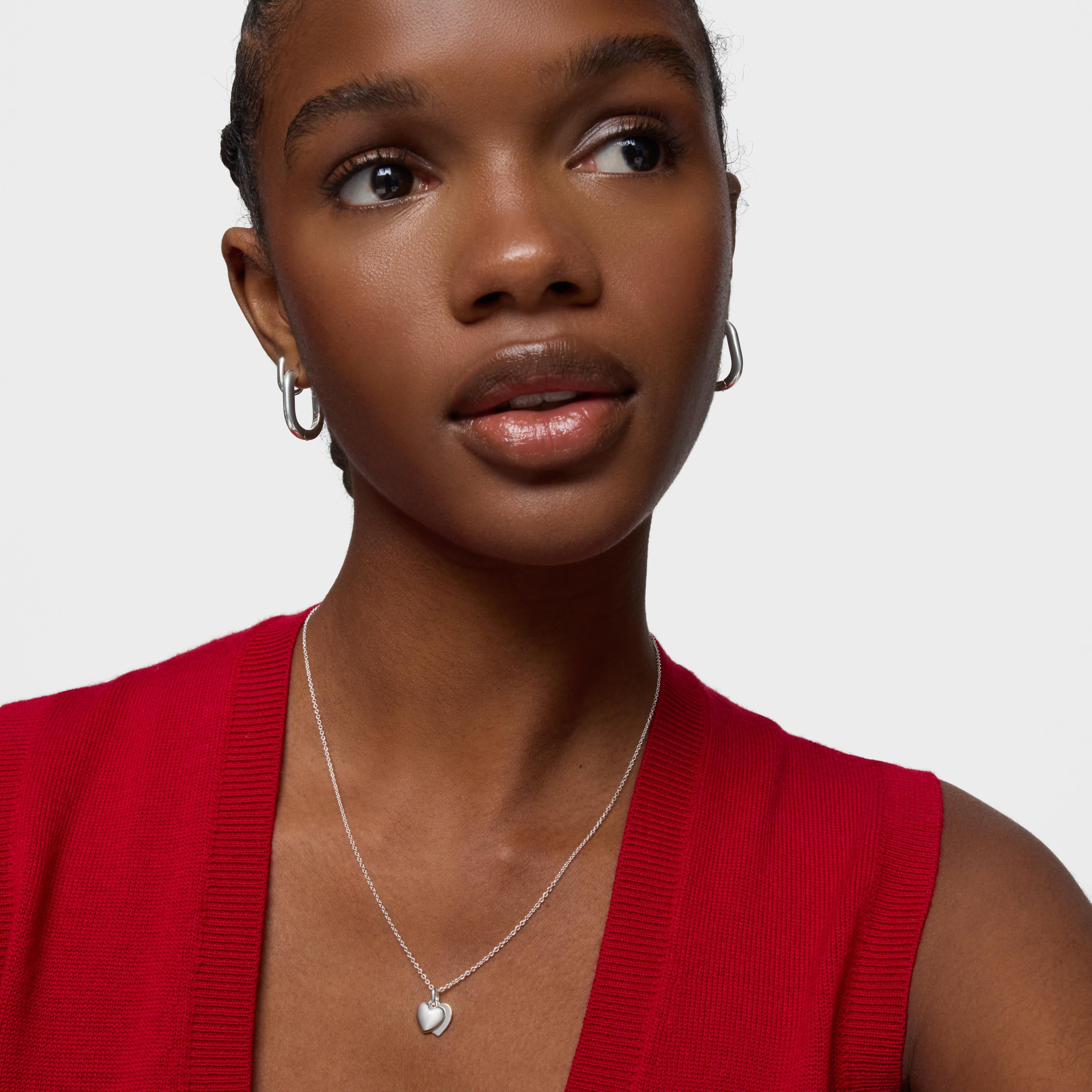 טואוס שרשרת עם במוטיב לב כפול Flechazo מכסף