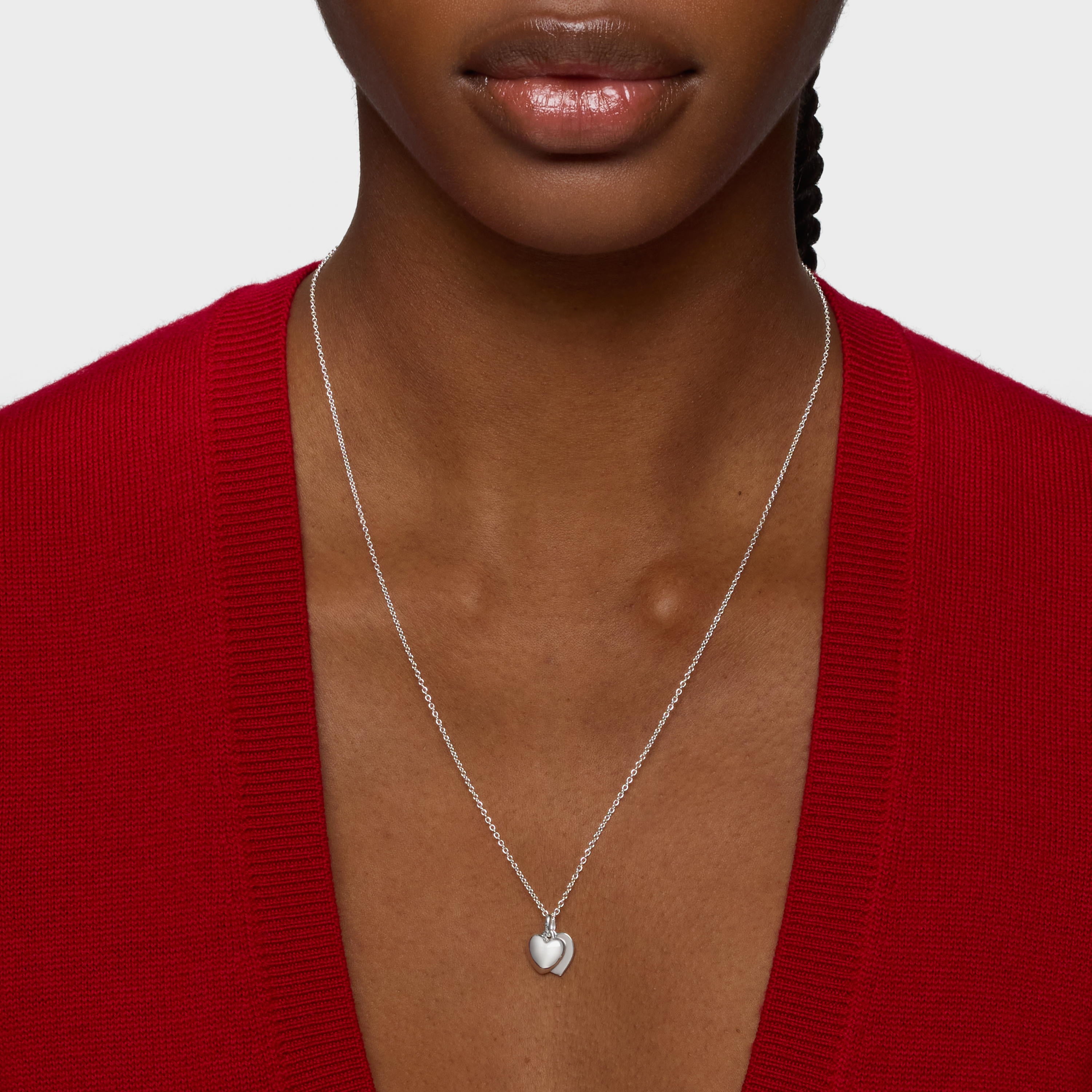 טואוס שרשרת עם במוטיב לב כפול Flechazo מכסף