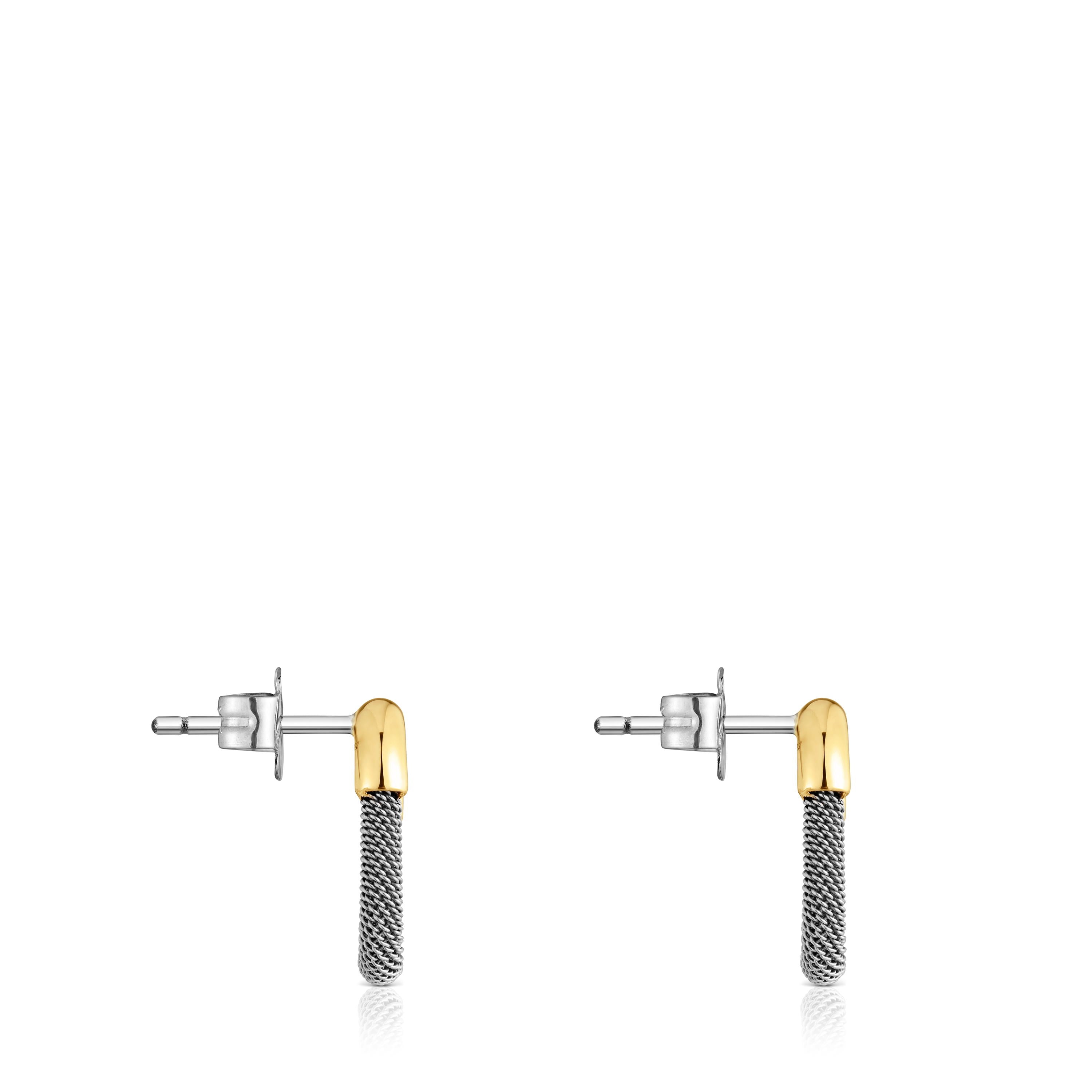 טואוס עגילי חישוק Unlock מפלדה וזהב 14 קראט