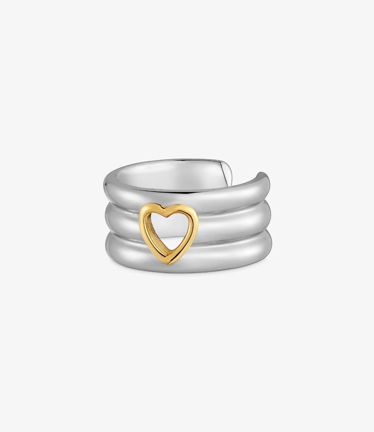 תמונה 2: עגיל EARCUFF Heart מונח בפריסה קדמית על רקע בהיר - CHOZEN