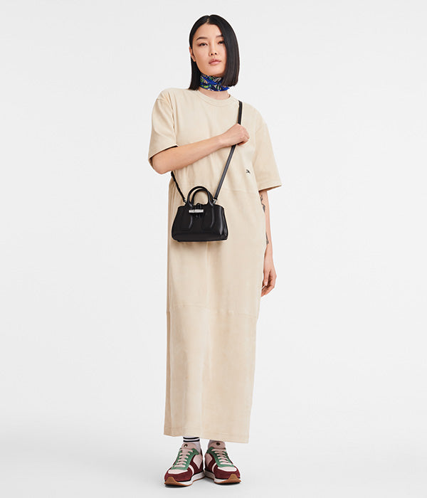 לונגשאמפ תיק יד מעור Roseau XS שחור