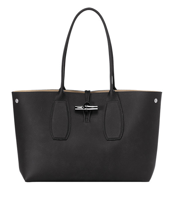 לונגשאמפ תיק כתף בינוני מעור Le Roseau שחור