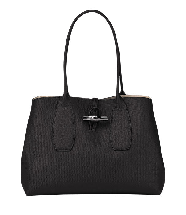 לונגשאמפ תיק כתף בינוני מעור Le Roseau שחור