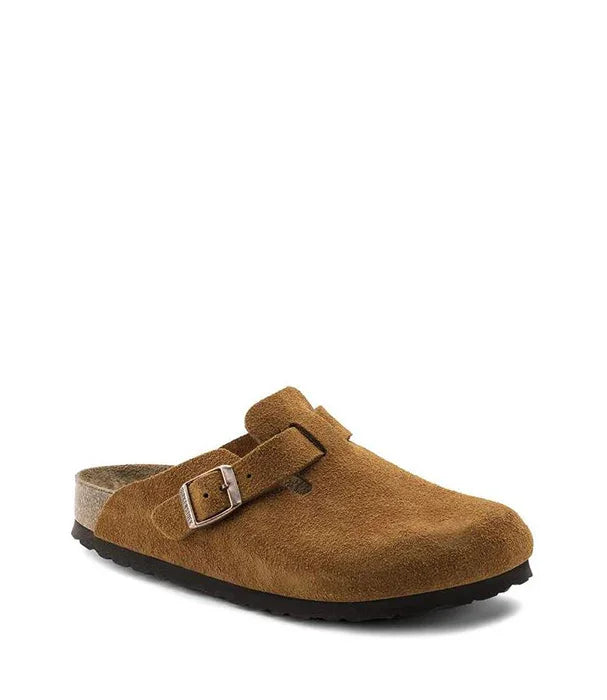 כפכף סגור זמש חום עם אבזם, סוליה עבה, נעל אופנתית מחברת מותגים בינלאומיים ב-CHOZEN