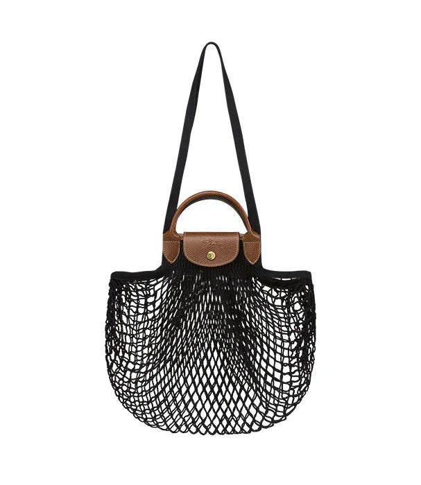 תיק רשת שחור עם ידיות חומות, מבית מותג יוקרה באתר CHOZEN