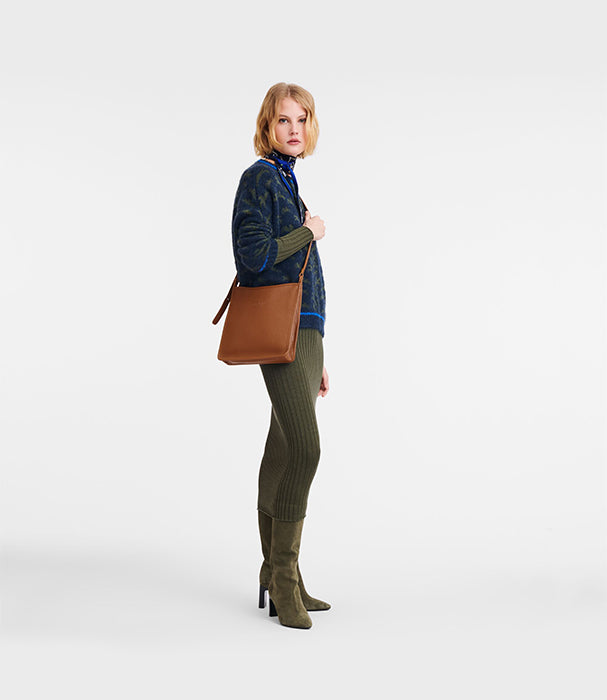 לונגשאמפ תיק צד בינוני מעור Le Foulonné חום