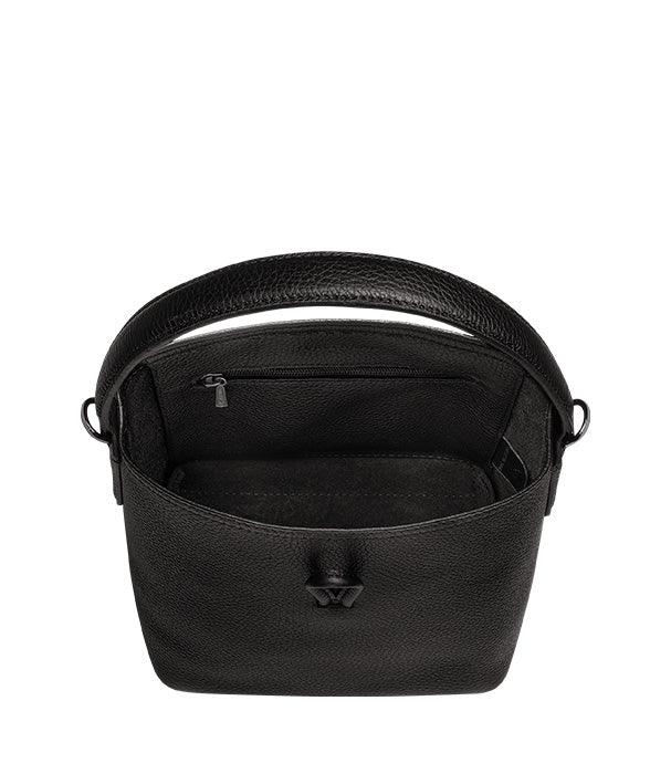 תיק יד שחור מעור עם רוכסן פנימי, עיצוב אלגנטי, מותג CHOZEN אלפא