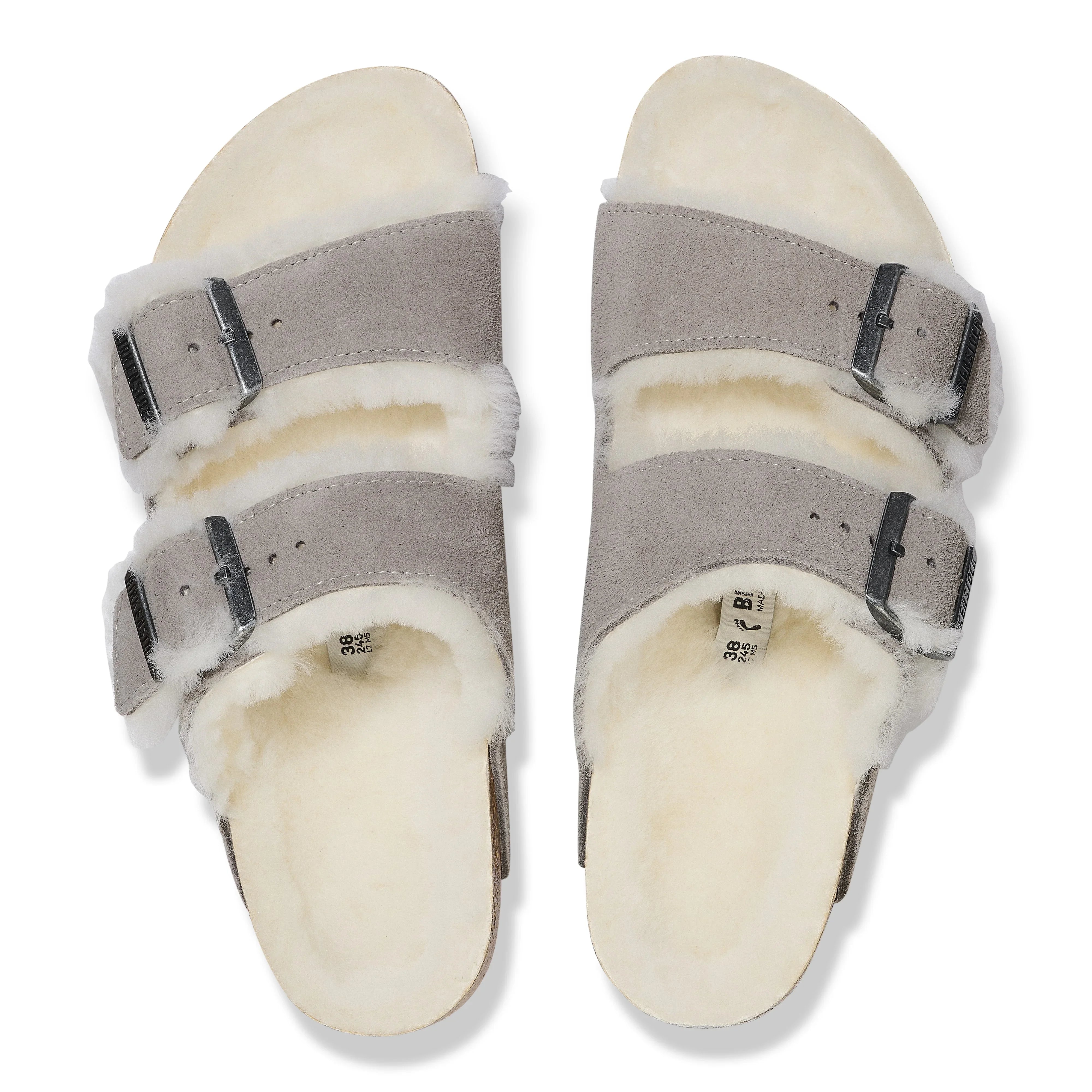 כפכפי בית אפורים עם ריפוד פרווה, שני אבזמים, מבית CHOZEN, מראה יוקרתי ונוח