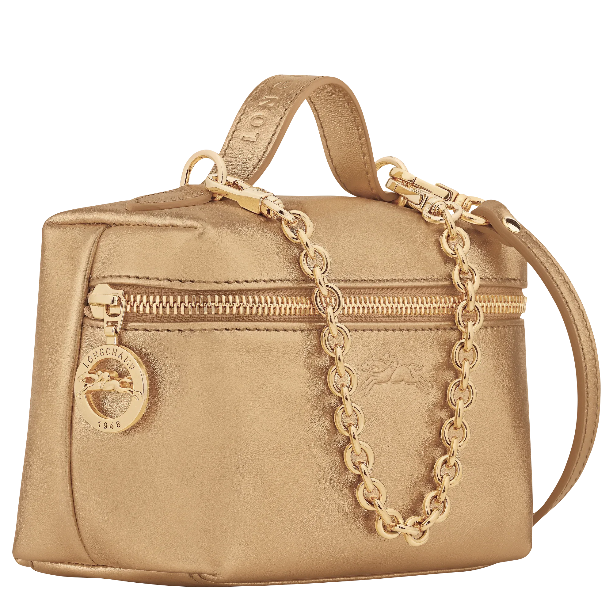 תיק יד זהב לנשים עם שרשרת זהב ולוגו LONGCHAMP, מוצר יוקרתי ב-CHOZEN