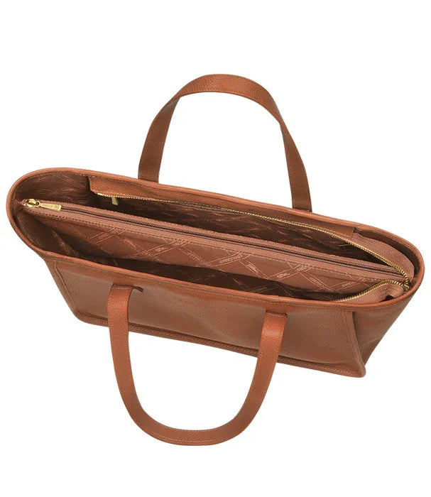 תיק יד חום עם תאים פנימיים ורוכסן, עיצוב יוקרתי, מבית CHOZEN, קבוצת אלפא