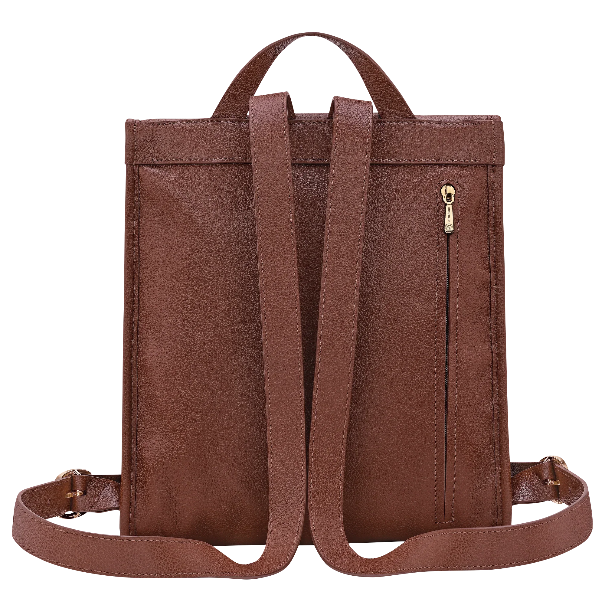 תיק גב עור חום עם רצועות כפולות ורוכסן אחורי, מבית המותגים המובילים ב-CHOZEN