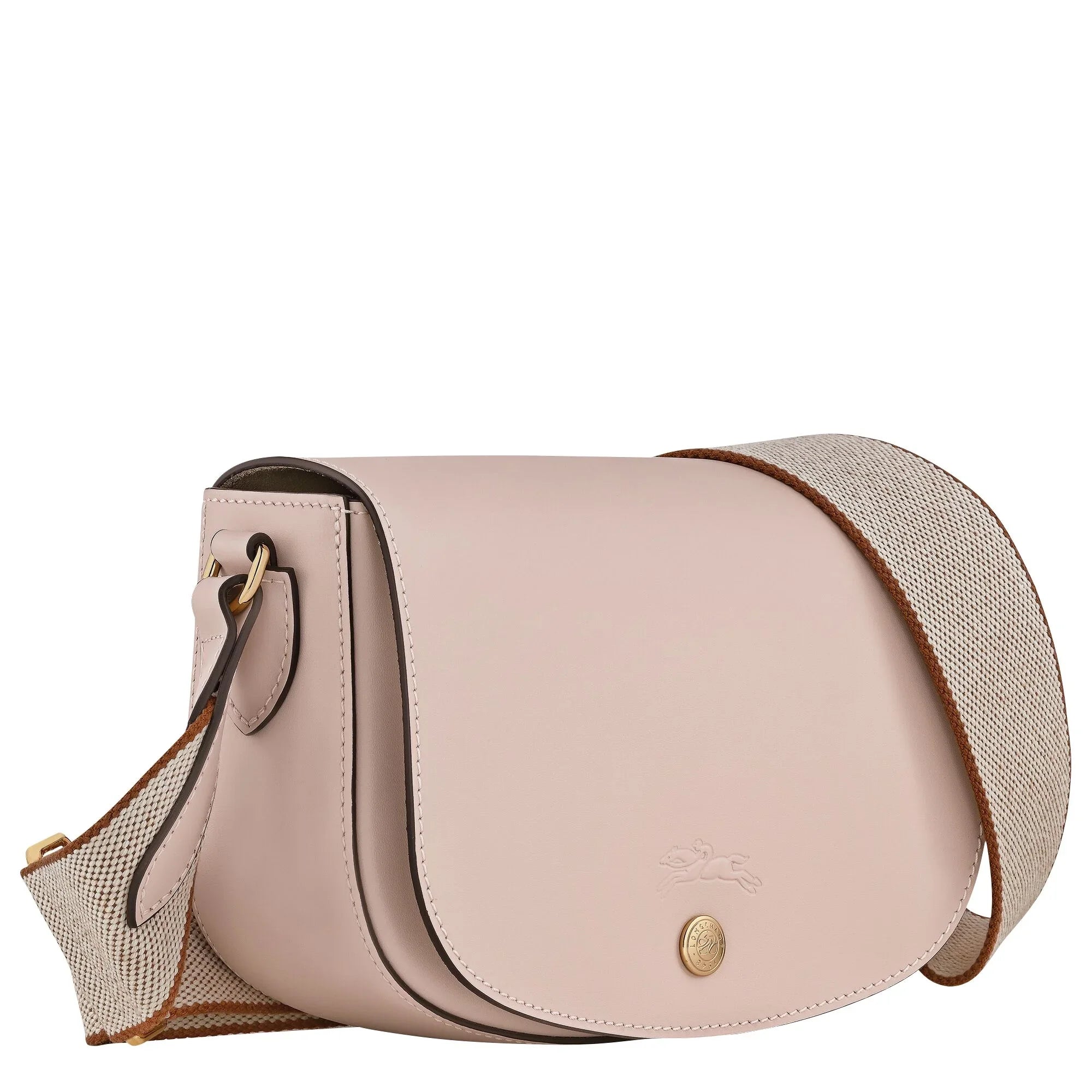 תיק צד עור ורוד בהיר עם רצועת בד עבה, עיצוב אופנתי מבית CHOZEN